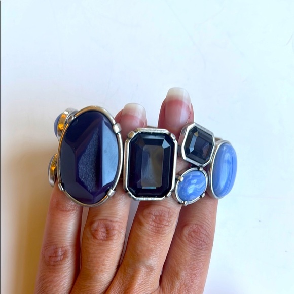 Chicos Vintage Silver tone Purple, Blue and Black faux stone stretch bracelet - Picture 1 of 5